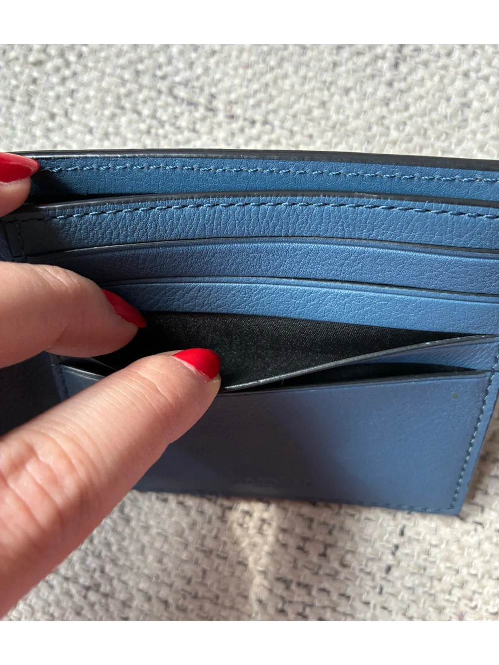 COACH Men's Blue Leather Bi-Fold Wallet